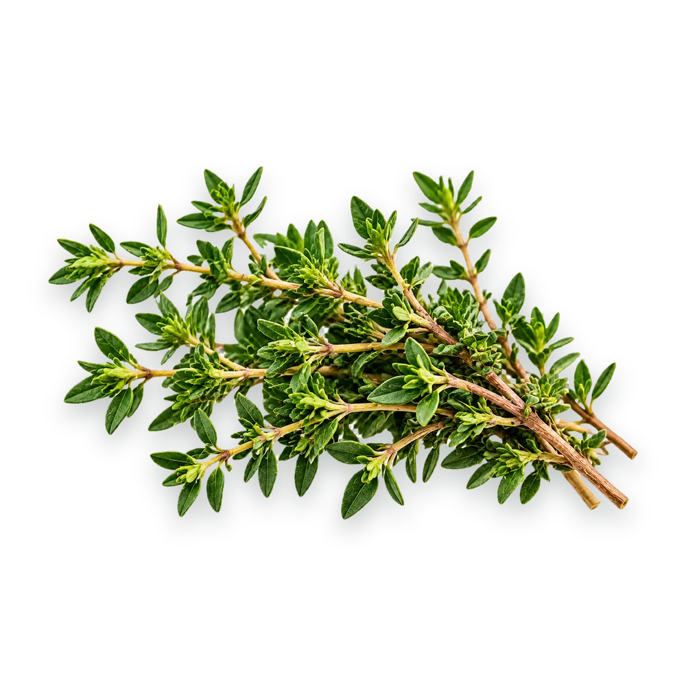 A sprig of thyme with small green leaves